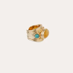 Bague Simone - Hématoide jaune & Turquoise