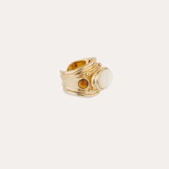 Bague Simone - OEil de Tigre & Nacre Blanche