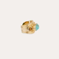 Bague Simone - Turquoise & Œil de Tigre