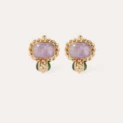 Boucles d'oreilles Amarante cabochons - Améthyste