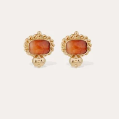Boucles d'oreilles Amarante cabochons - Cornaline