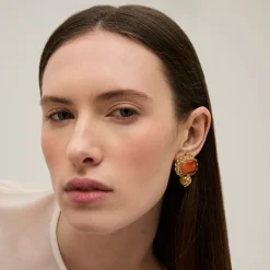 Boucles d'oreilles Amarante cabochons - Cornaline