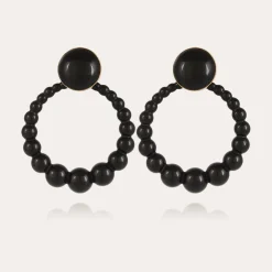 Boucles d'oreilles Andy grand modèle acétate - Noir