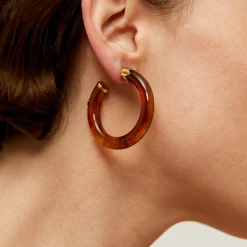 Boucles d'oreilles Caftan petit modèle acétate - Marron