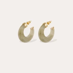 Boucles d'oreilles créoles Abalone mini acétate - Vert-de-gris