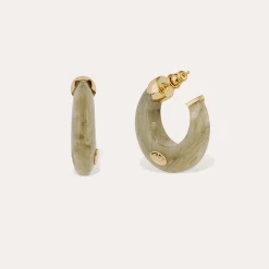 Boucles d'oreilles créoles Abalone mini acétate - Vert-de-gris
