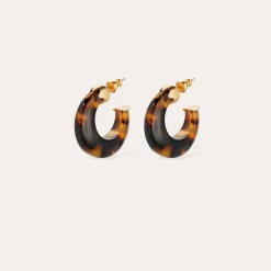Boucles d'oreilles créoles Abalone mini acétate - Écaille