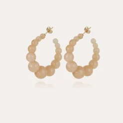 Boucles d'oreilles Créoles Andy petit modèle acétate - Beige
