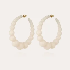 Boucles d'oreilles créoles Andy acétate grand modèle - Blanc