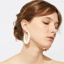 Boucles d'oreilles créoles Andy acétate grand modèle - Blanc
