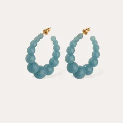 Boucles d'oreilles créoles Andy petit modèle acétate - Bleu