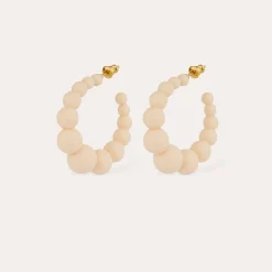Boucles d'oreilles créoles Andy petit modèle acétate - Ivoire