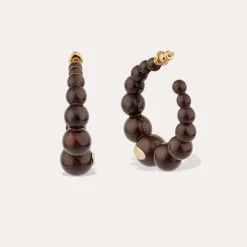 Boucles d'oreilles créoles Andy petit modèle acétate - Marron