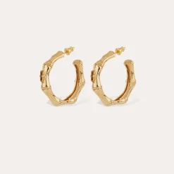 Boucles d'oreilles créoles Bambou strass petit modèle