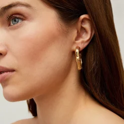 Boucles d'oreilles créoles Bambou strass petit modèle