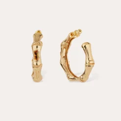 Boucles d'oreilles créoles Bambou strass petit modèle