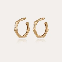 Boucles d'oreilles créoles Bambou strass petit modèle