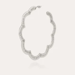 Boucles d'oreilles créoles Bolduc Flore gravées grand modèle