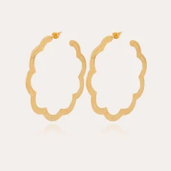 Boucles d'oreilles créoles Bolduc Flore gravées grand modèle