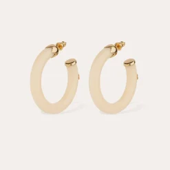 Boucles d'oreilles créoles Caftan petit modèle acétate - Ivoire