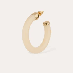 Boucles d'oreilles créoles Caftan petit modèle acétate - Ivoire