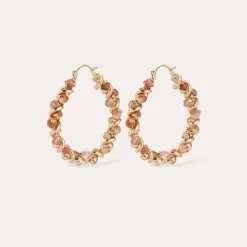 Boucles d'oreilles créoles Eurydice - Hématoide rouge & Cornaline