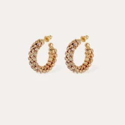 Boucles d'oreilles créoles Izilda strass mini
