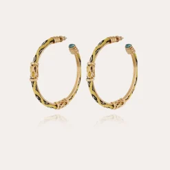 Boucles d'oreilles créoles Lima cabochons