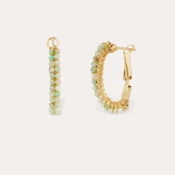 Boucles d'oreilles Créoles Lyre - Calcite bleue
