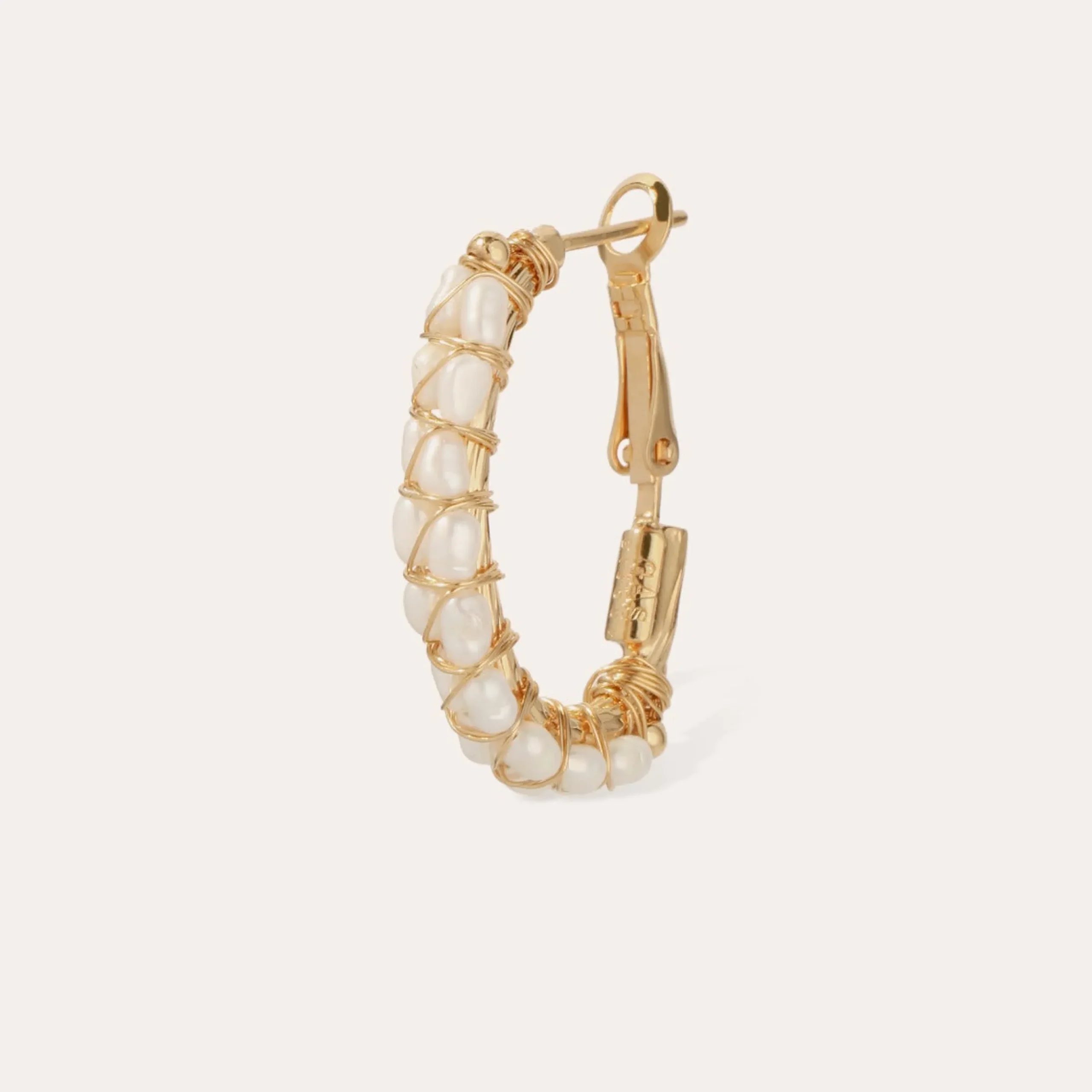 Boucles d'oreilles créoles Lyre - Nacre blanche