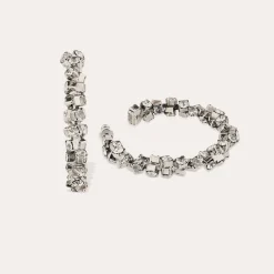 Boucles d'oreilles créoles Trevise finition rhodium