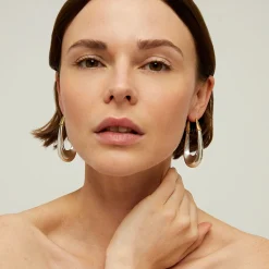 Boucles d'oreilles Écume grand modèle bicolore