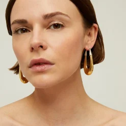 Boucles d'oreilles Écume grand modèle bicolore