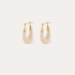 Boucles d'oreilles Écume petit modèle acétate - Ivoire