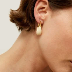Boucles d'oreilles Écume petit modèle acétate - Ivoire