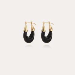 Boucles d'oreilles Écume petit modèle acétate - Noir