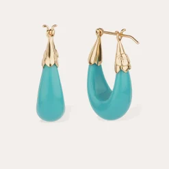 Boucles d'oreilles Ecume petit modèle acétate - Turquoise