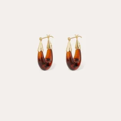 Boucles d'oreilles Ecume petit modèle acétate - Écaille