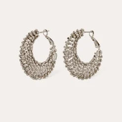 Boucles d'oreilles Izzia strass grand modèle finition rhodium