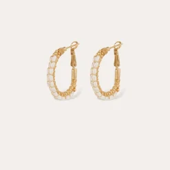 Boucles d'oreilles Lyre moyen modèle - Nacre blanche