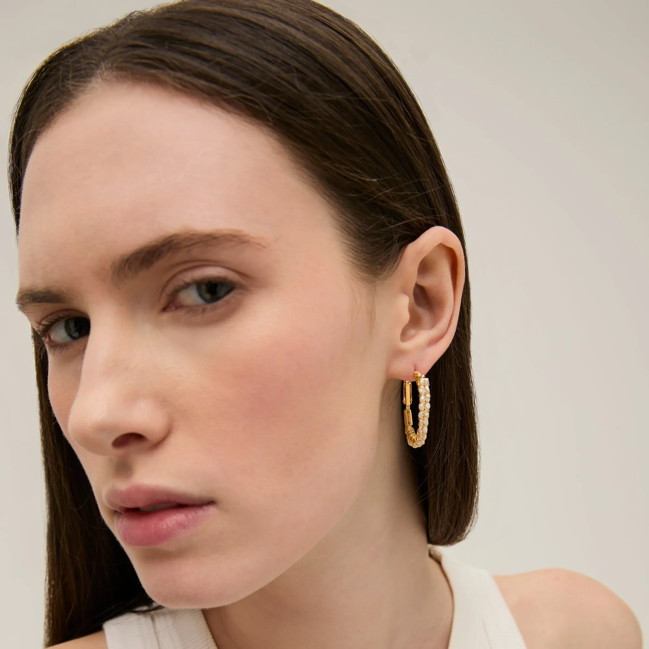 Boucles d'oreilles Lyre moyen modèle - Nacre blanche