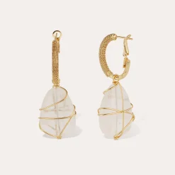 Boucles d'oreilles Lyre Rainbow - Cristal de roche