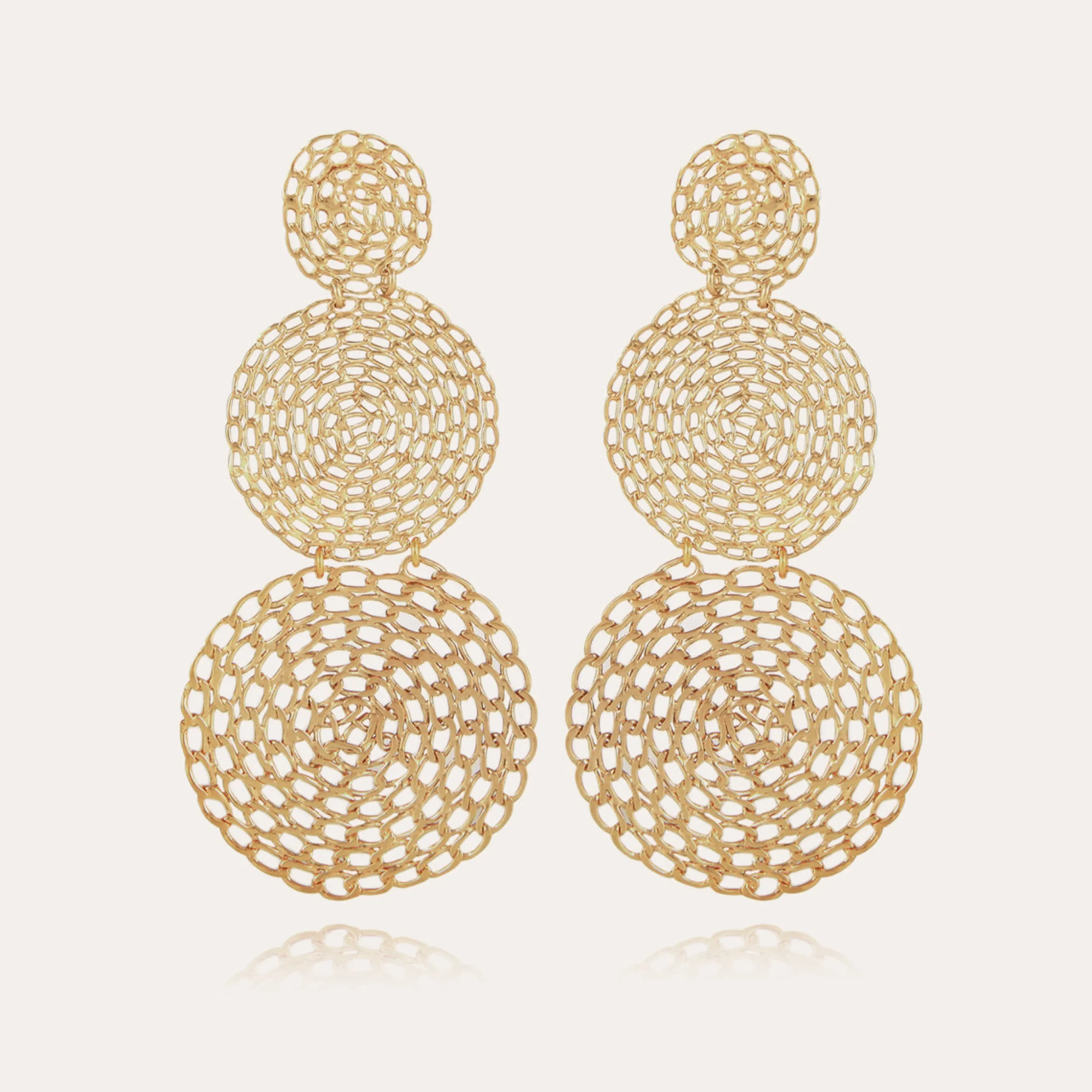 Boucles d'oreilles Onde Gourmette double