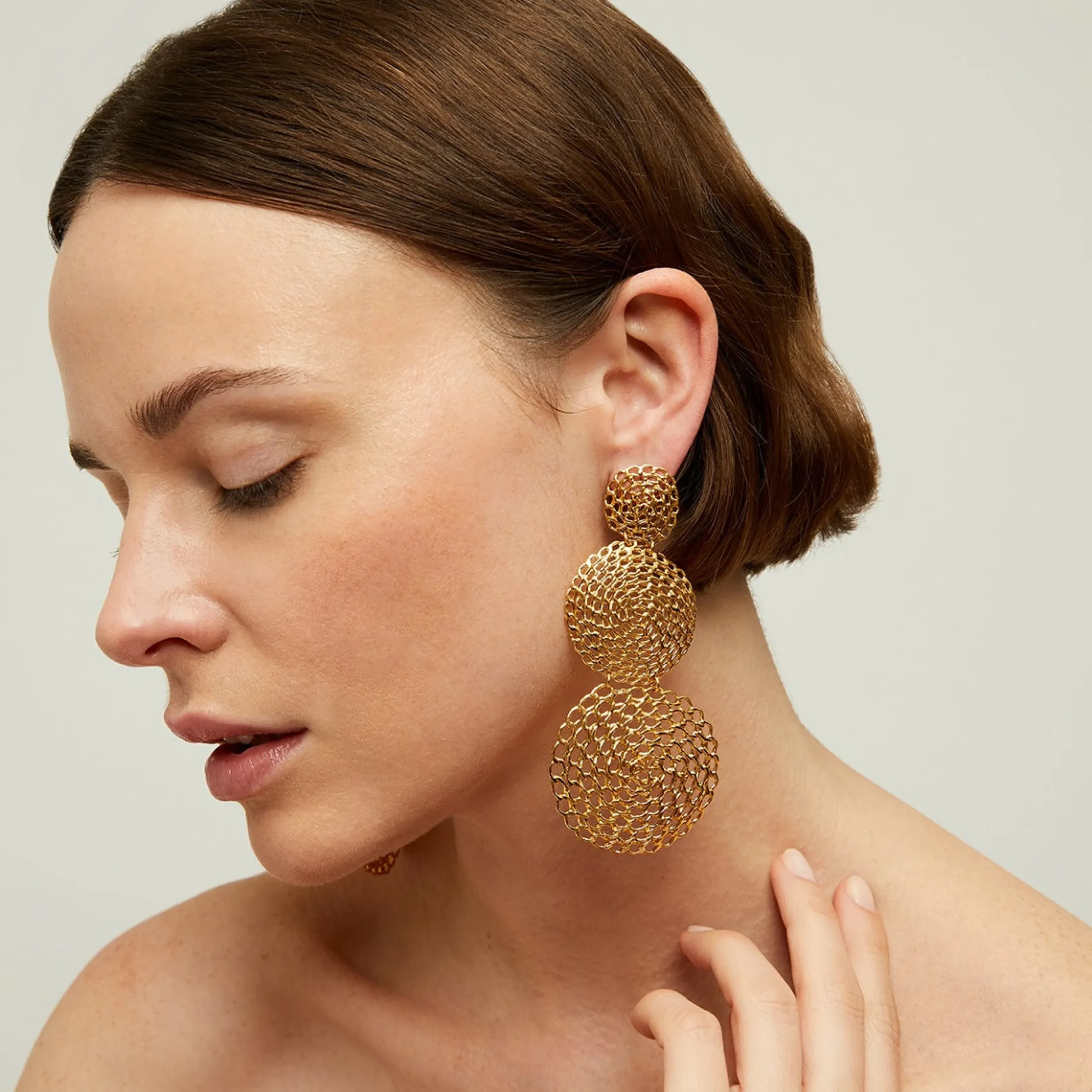 Boucles d'oreilles Onde Gourmette double
