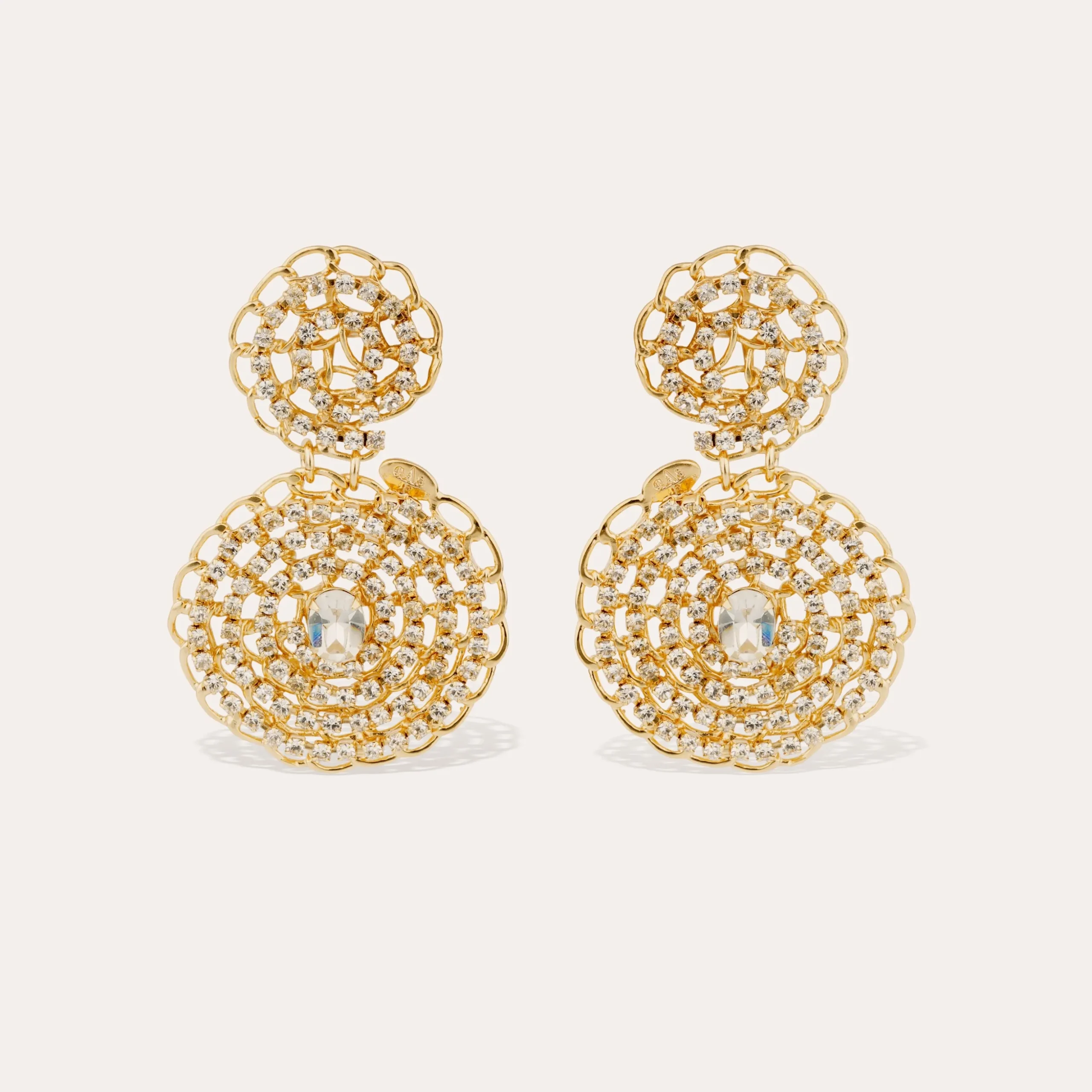 Boucles d'oreilles Onde Gourmette strass petit modèle