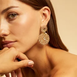 Boucles d'oreilles Onde Gourmette strass petit modèle
