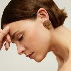 Boucles d'oreilles puces Onde Gourmette grand modèle