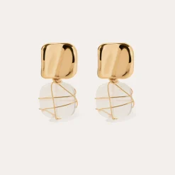 Boucles d'oreilles Rainbow Square - Cristal de roche