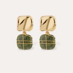 Boucles d'oreilles Rainbow Square - Vessonite