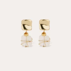 Boucles d'oreilles Rainbow Square petit modèle - Cristal de roche